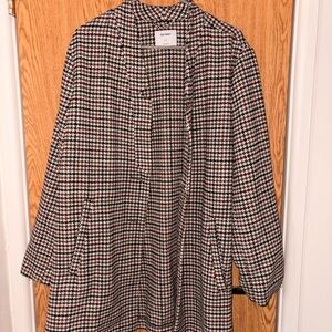 Old Navy Women's Trench Coat - Black, White, Brown Houndstooth